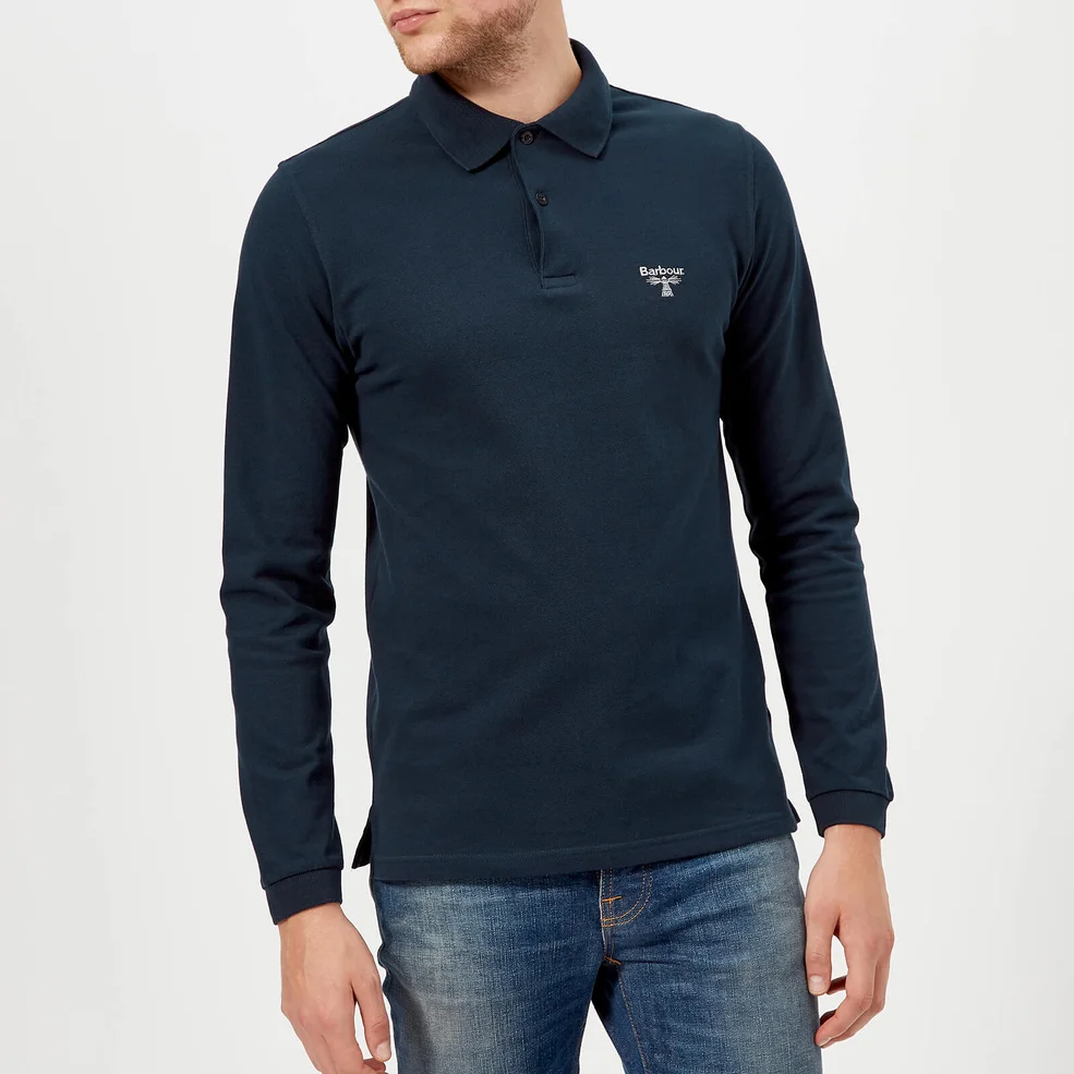 Barbour Men's Beacon Long Sleeve Polo Shirt - Navy Image 1