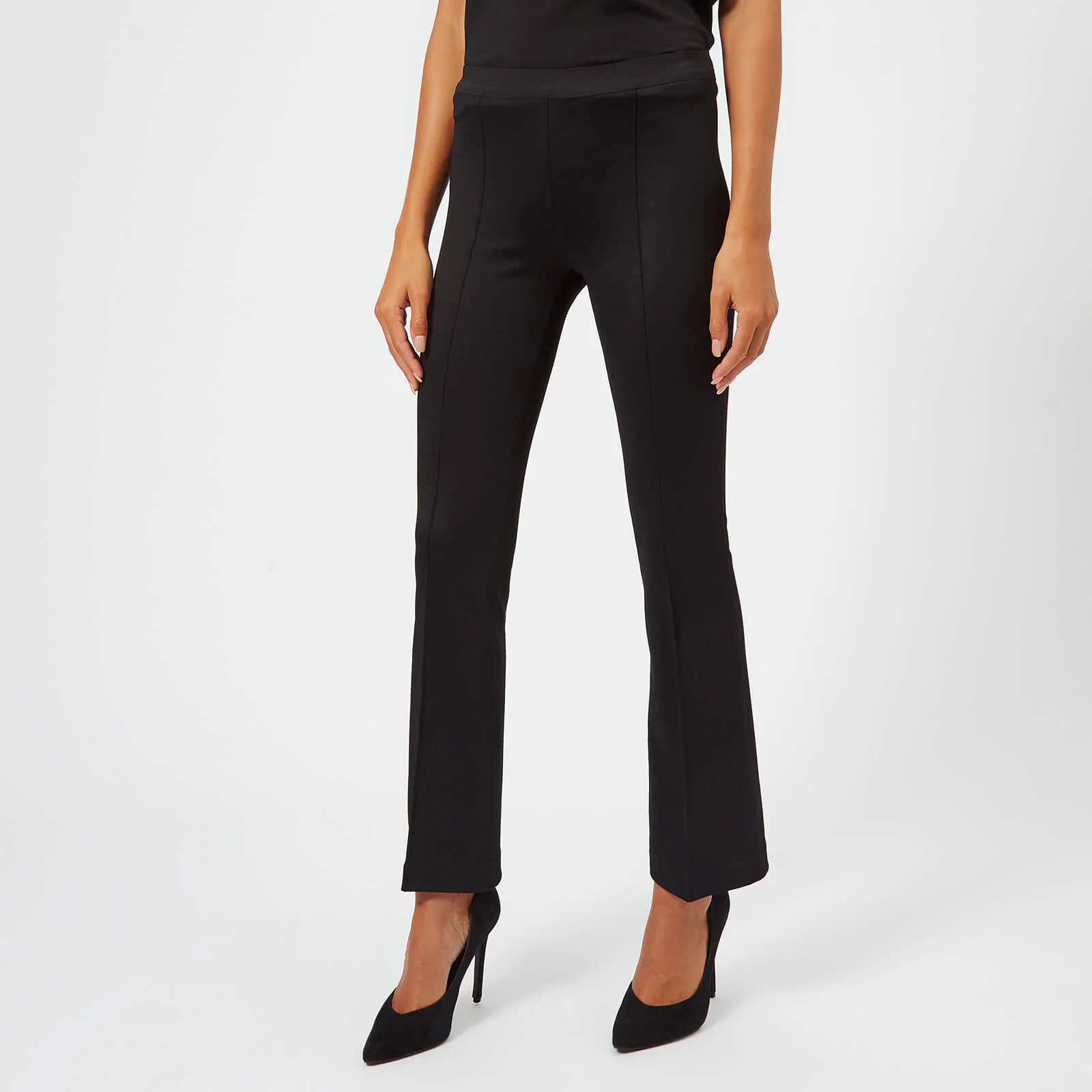 Helmut Lang Women's Cropped Flare Rib Trousers - Black Image 1