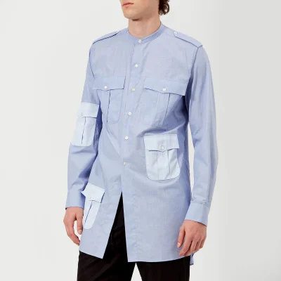JW Anderson Men's Contrast Pockets Workwear Long Shirt - Indigo
