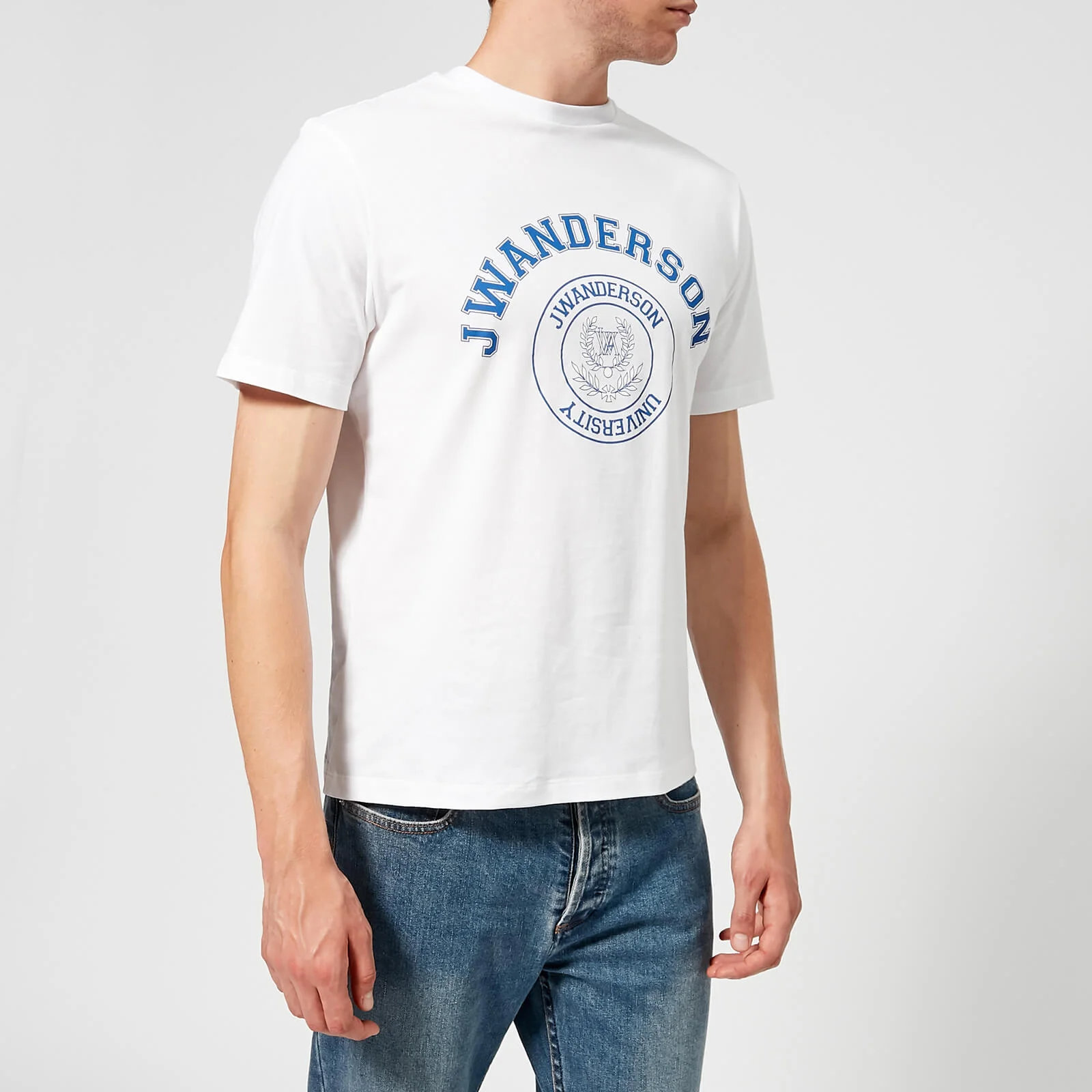 JW Anderson Men's University Logo Print T-Shirt - Optic White Image 1