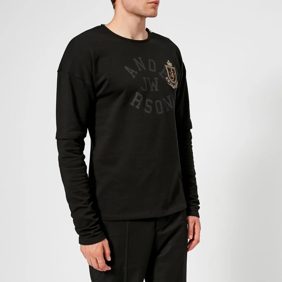 JW Anderson Men's Double Sleeve Printed Long Sleeve T-Shirt - Black Image 1