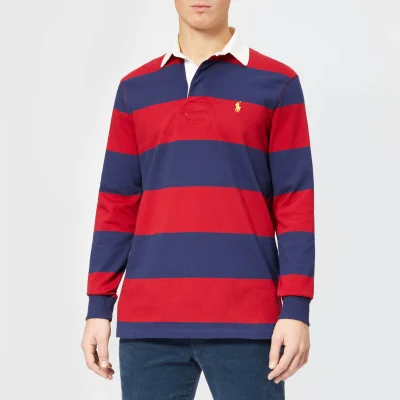Polo Ralph Lauren Men's Stripe Long Sleeve Rugby Shirt - Eaton Red/Newport Navy
