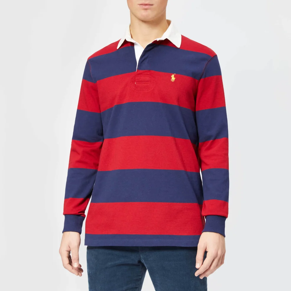 Polo Ralph Lauren Men's Stripe Long Sleeve Rugby Shirt - Eaton Red/Newport Navy Image 1