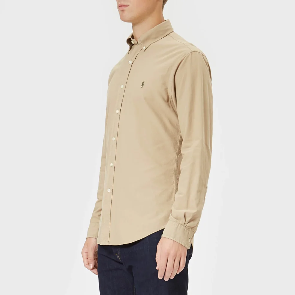 Polo Ralph Lauren Men's Garment Dyed Slim Fit Shirt - Surrey Tan Image 1
