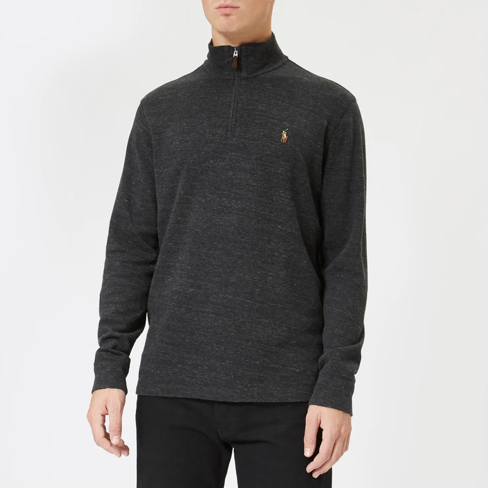 Polo Ralph Lauren Men's Quarter Zip Sweatshirt - Black Heather Image 1