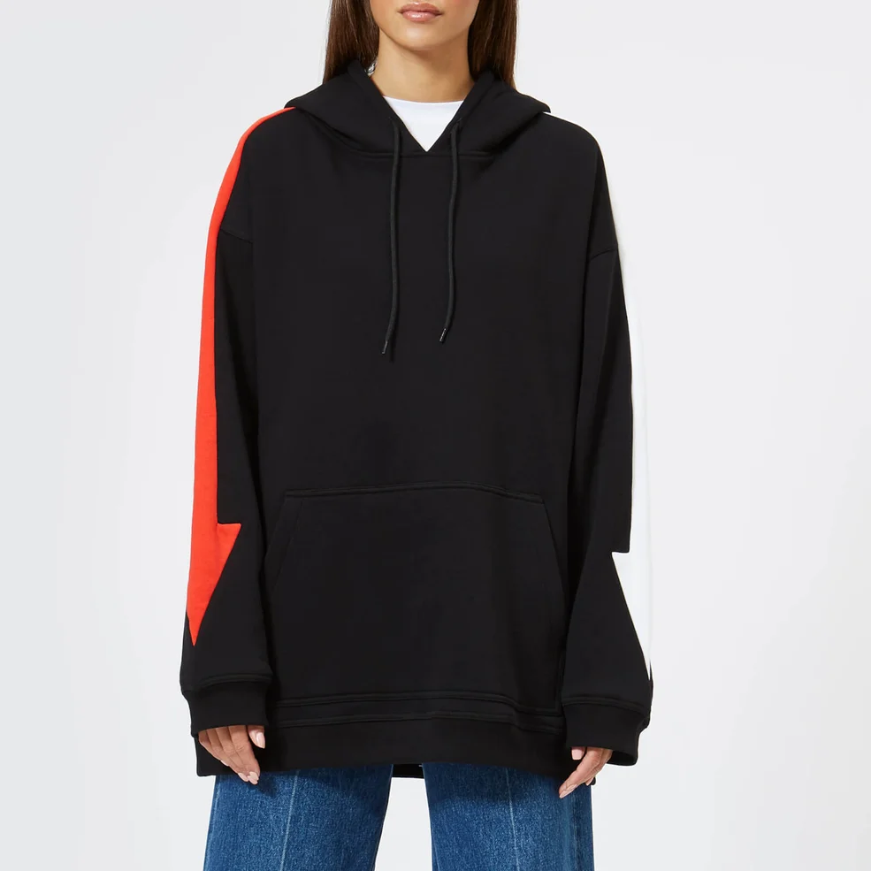 MSGM Women's Hoodie with Arrow Down the Side - Black Image 1