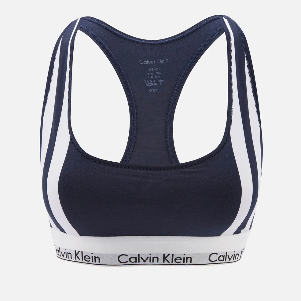 Calvin Klein Women's Varsity Stripe Unlined Bralette - Navy Image 1