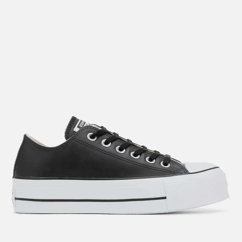 Converse Women's Chuck Taylor All Star Lift Clean Ox Leather Trainers - Black/White Image 1