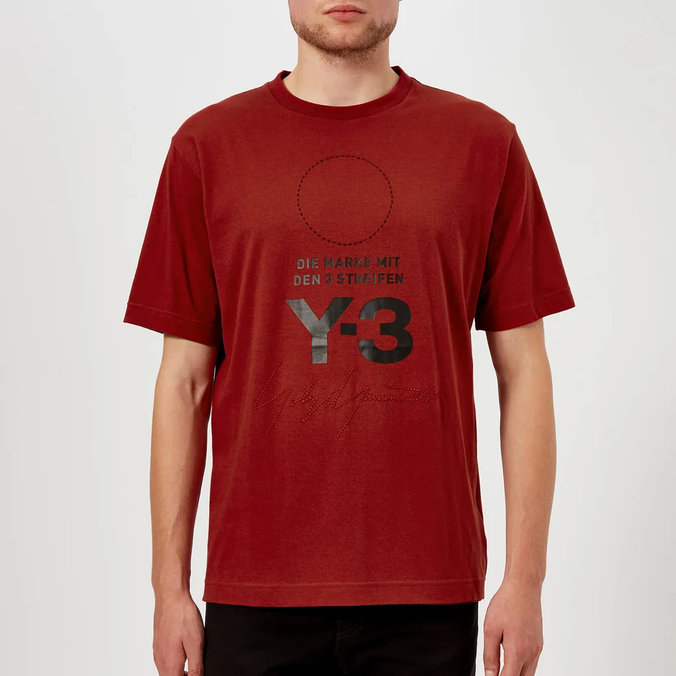 Y-3 Men's Stacked Logo Short Sleeve T-Shirt - Rust Red Image 1