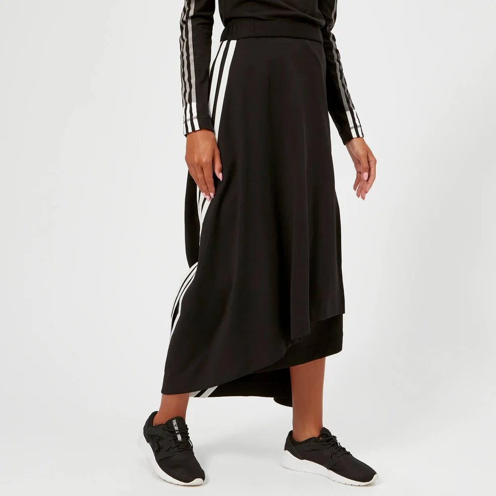 Y-3 Women's 3 Stripe Drape Skirt - Black/Core White Image 1