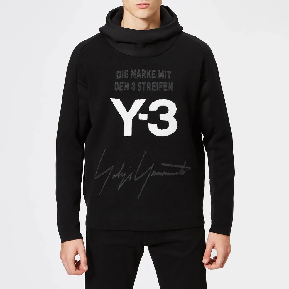 Y-3 Knitted Stacked Logo Hoodie - Black Image 1