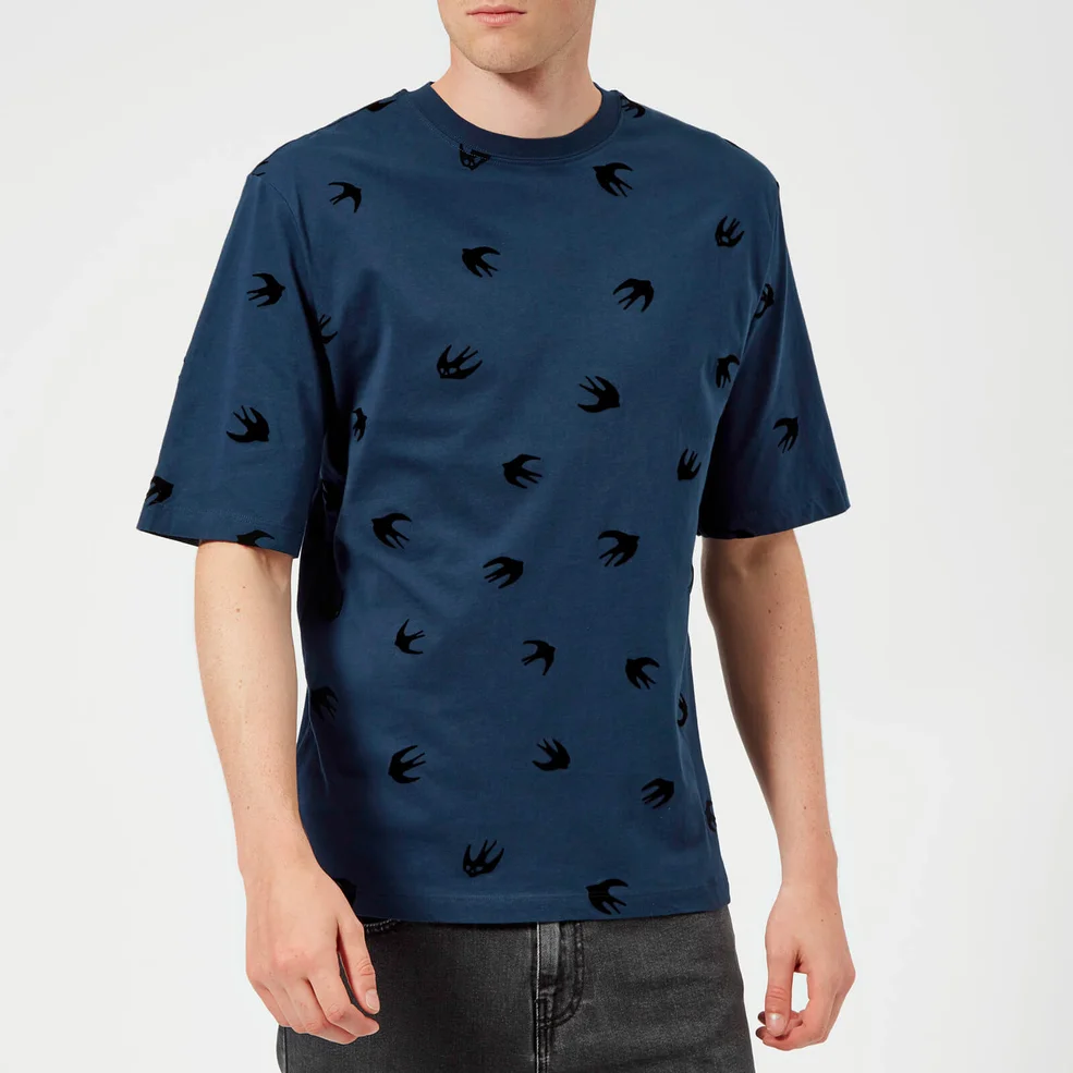 McQ Alexander McQueen Men's All Over Swallow T-Shirt - Washed Petrol Image 1