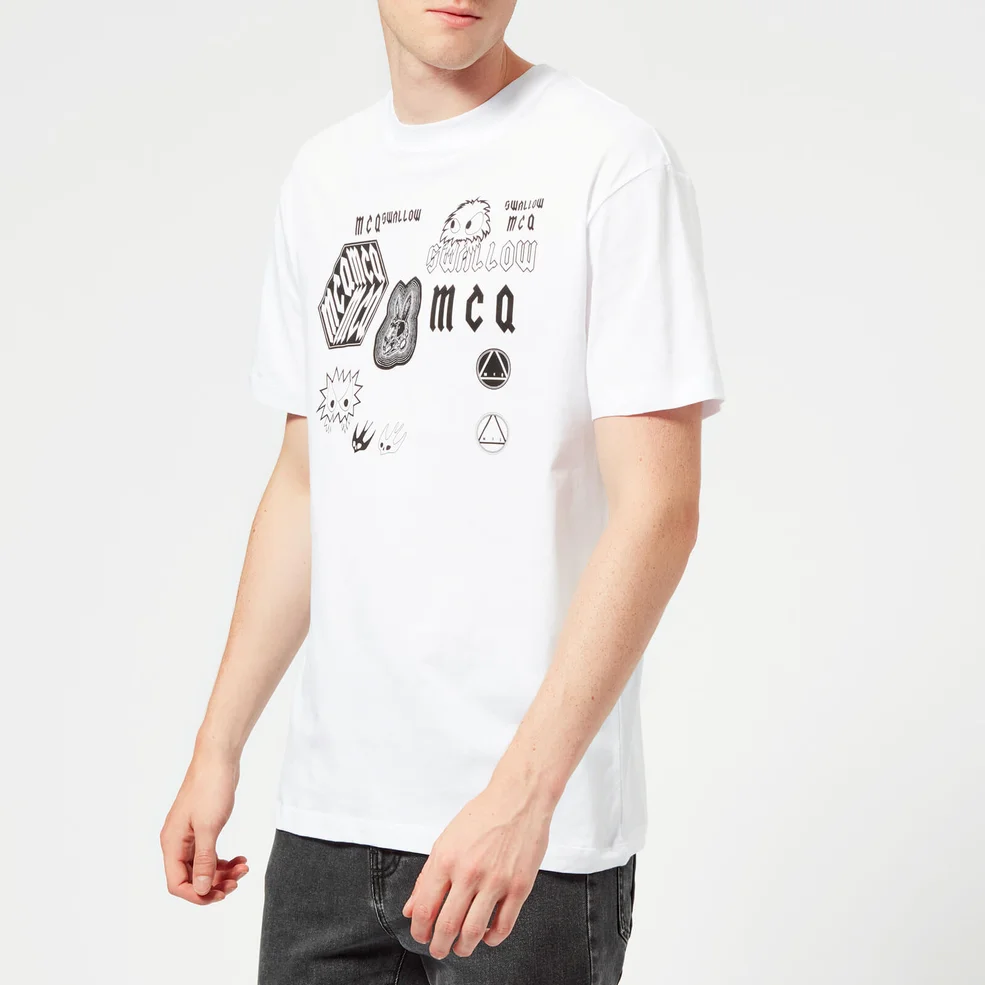 McQ Alexander McQueen Men's Dropped Shoulder McQ Sponsorship T-Shirt - Optic White Image 1