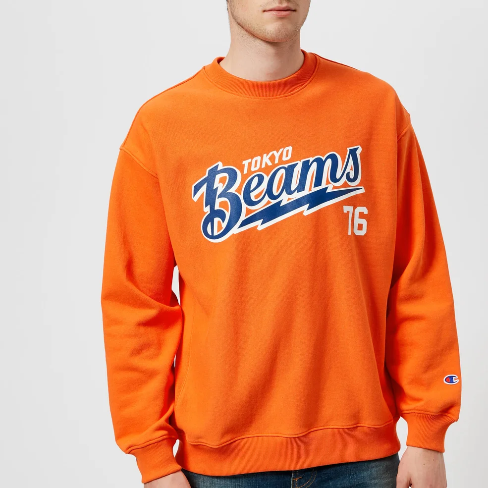 Champion X Beams Men's Crew Neck Sweatshirt - Orange Image 1