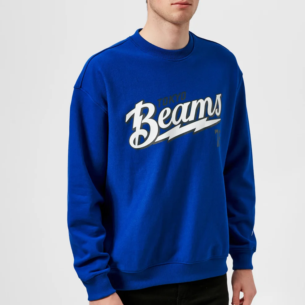 Champion X Beams Men's Crew Neck Sweatshirt - Blue Image 1