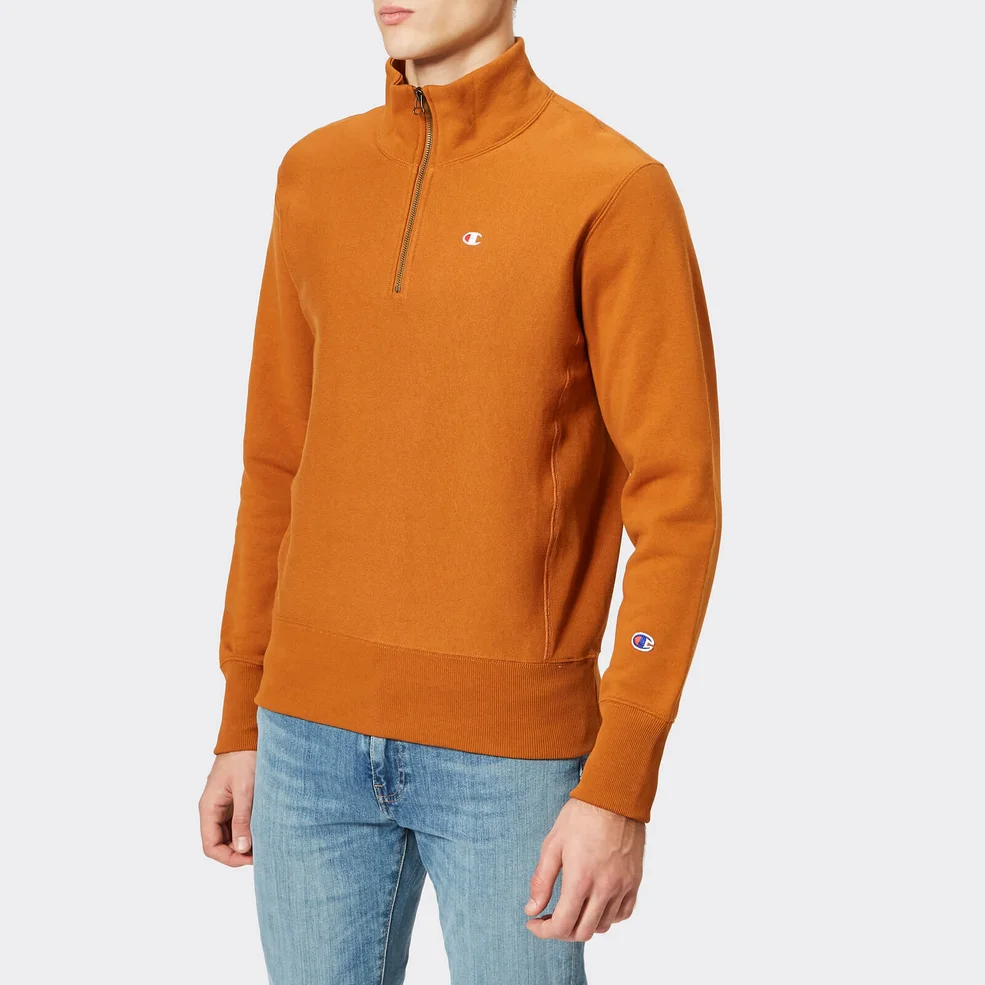 Champion Men's Half Zip Sweatshirt - Brown Image 1