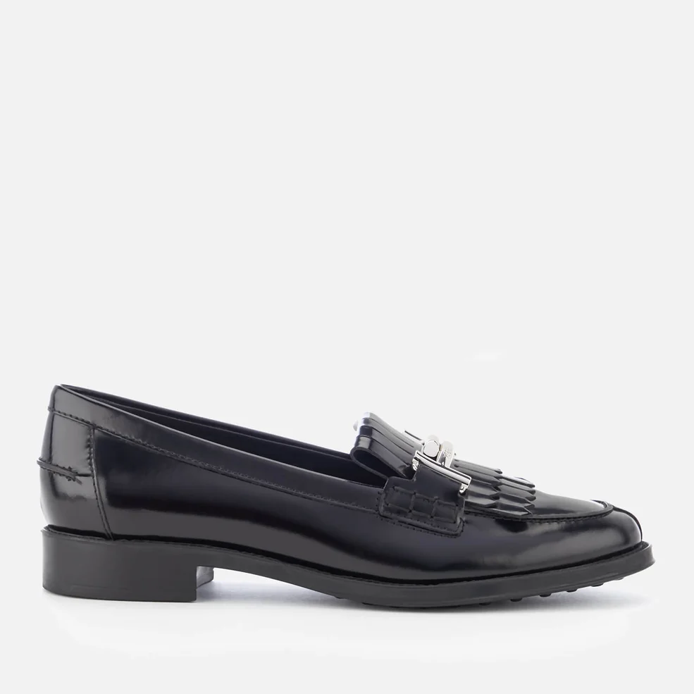 Tod's Women's Buckle Fringed Loafers - Black Image 1