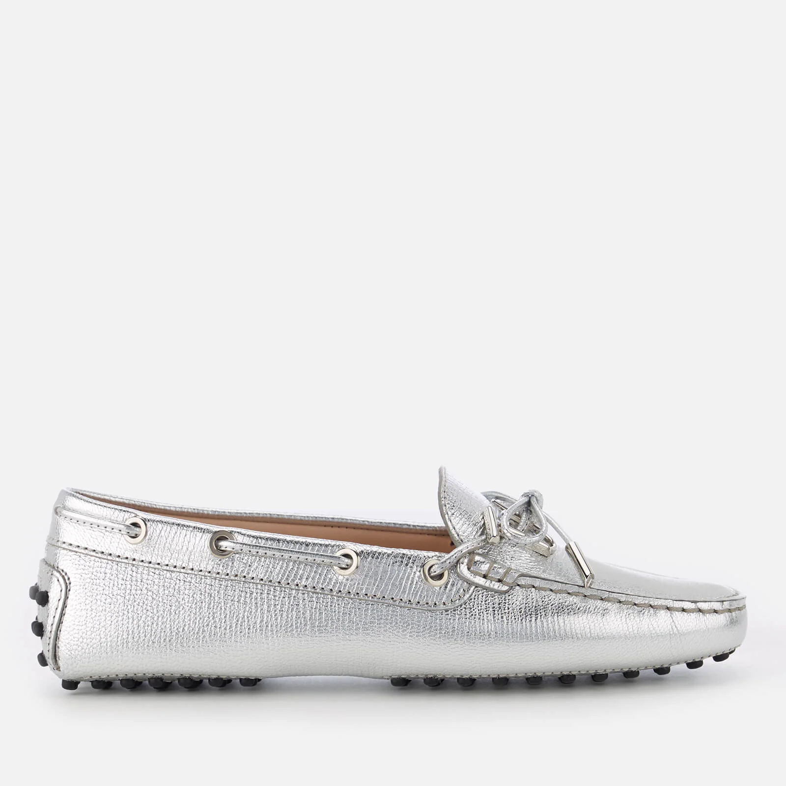 Tod's Women's Leather Driving Shoes - Silver Image 1