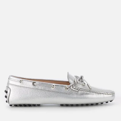 Tod's Women's Leather Driving Shoes - Silver