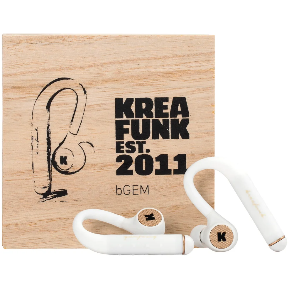 Kreafunk bGEM Bluetooth Wireless In-Ear Headphones - White Image 1