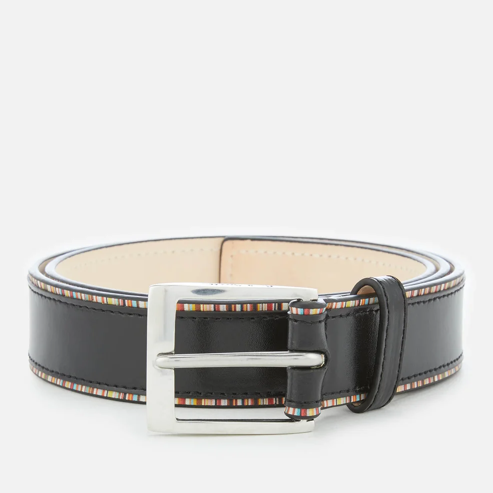 Paul Smith Men's Stripe Detail Belt - Black Image 1