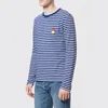 AMI Men's Smiley Patch Stripe T-Shirt - Blue/White - Image 1