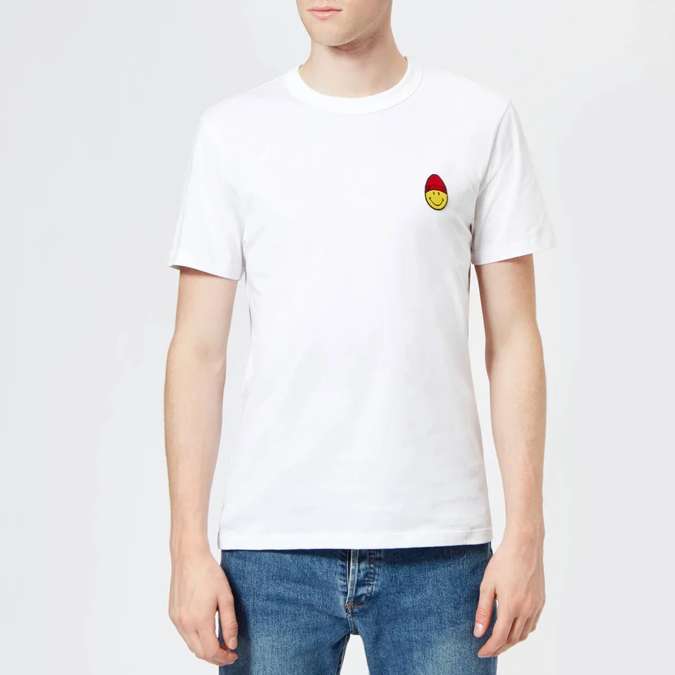 AMI Men's Smiley Patch T-Shirt - White Image 1