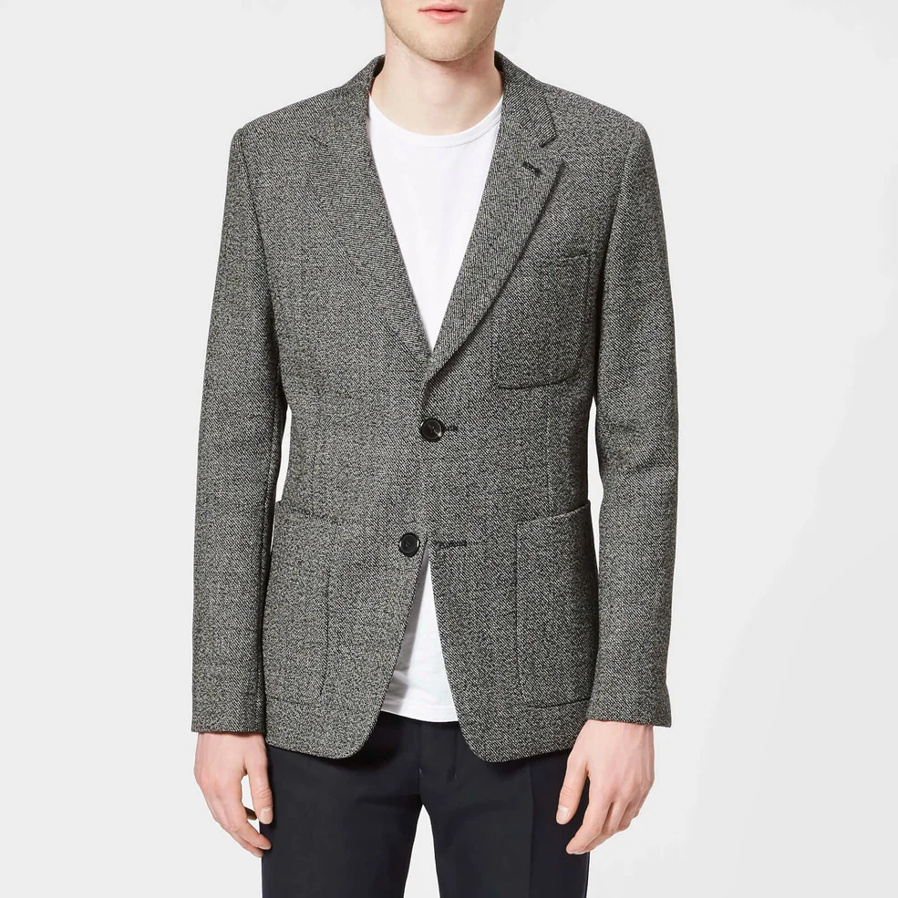 AMI Men's Half Lined 2 Button Jacket - Black/Grey Image 1
