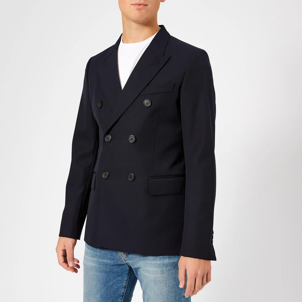 AMI Men's Lined 2 Button Jacket - Navy Image 1