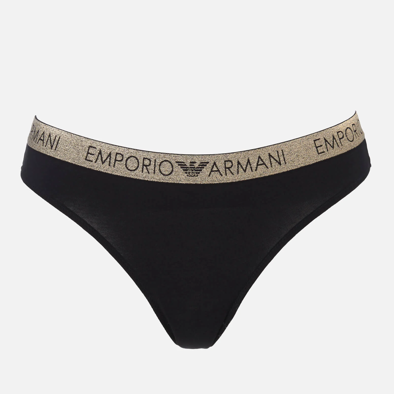 Emporio Armani Women's Holiday Cotton Thong - Black Image 1