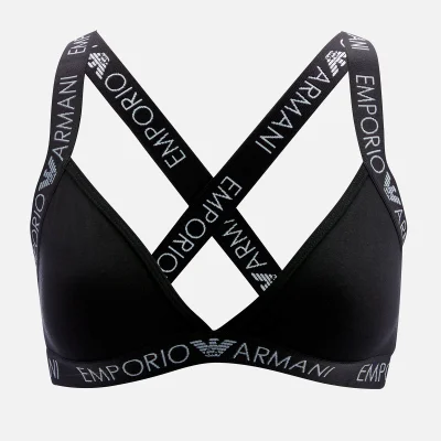 Emporio Armani Women's Iconic Logoband Triangle Bra - Black