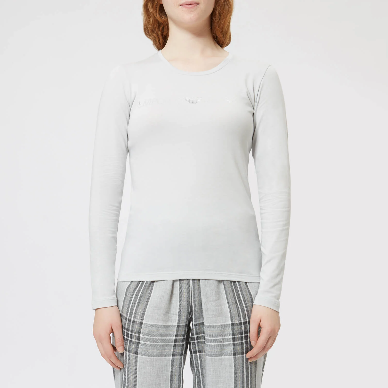 Emporio Armani Women's Basic Cotton Long Sleeve T-Shirt - Silver Image 1