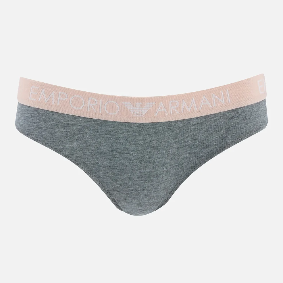 Emporio Armani Women's Iconic Logoband Bi Pack Briefs - Nude/Dark Melange Grey Image 1