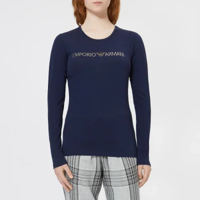 Emporio Armani Women's Basic Cotton Long Sleeve T-Shirt - Deep Blue