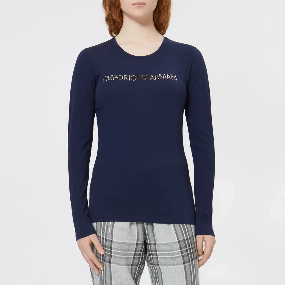 Emporio Armani Women's Basic Cotton Long Sleeve T-Shirt - Deep Blue Image 1
