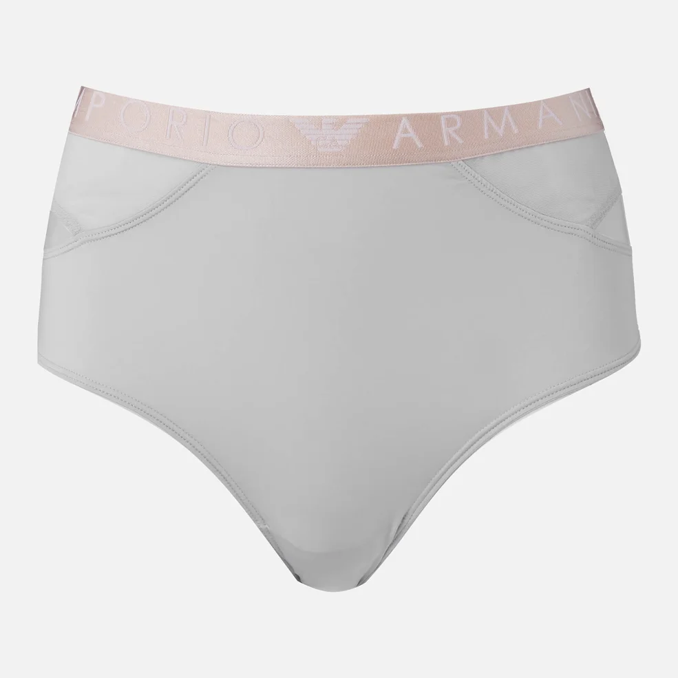 Emporio Armani Women's High Waist Culotte Pants - Silver Image 1