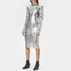 MM6 Maison Margiela Women's Silver Knitted Dress with High Neck - Silver - Image 1