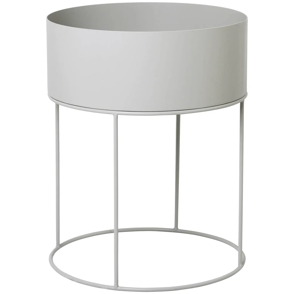 Ferm Living Plant Box and Side Table - Round - Light Grey Image 1