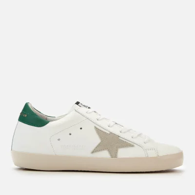 Golden Goose Women's Superstar Trainers - White/Emerald/Gold Lettering