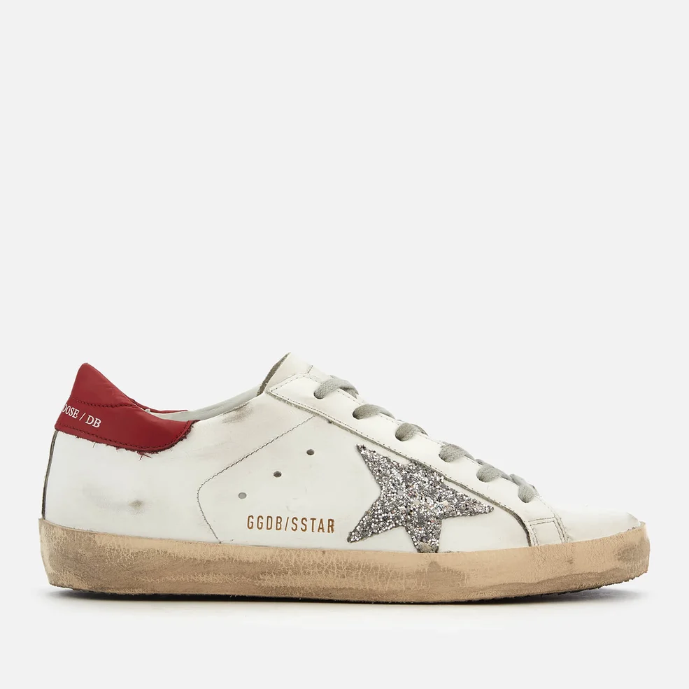 Golden Goose Women's Superstar Trainers - White/Red/Silver Glitter Image 1