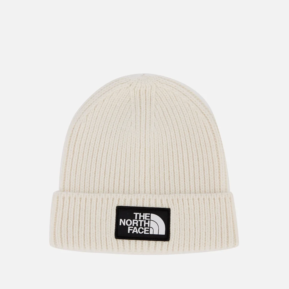 The North Face TNF Logo Box Cuffed Beanie - Vintage White Image 1