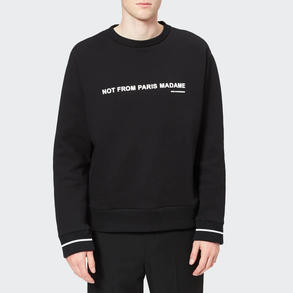 Drôle de Monsieur Men's Slogan Brushed Sweatshirt - Black Image 1