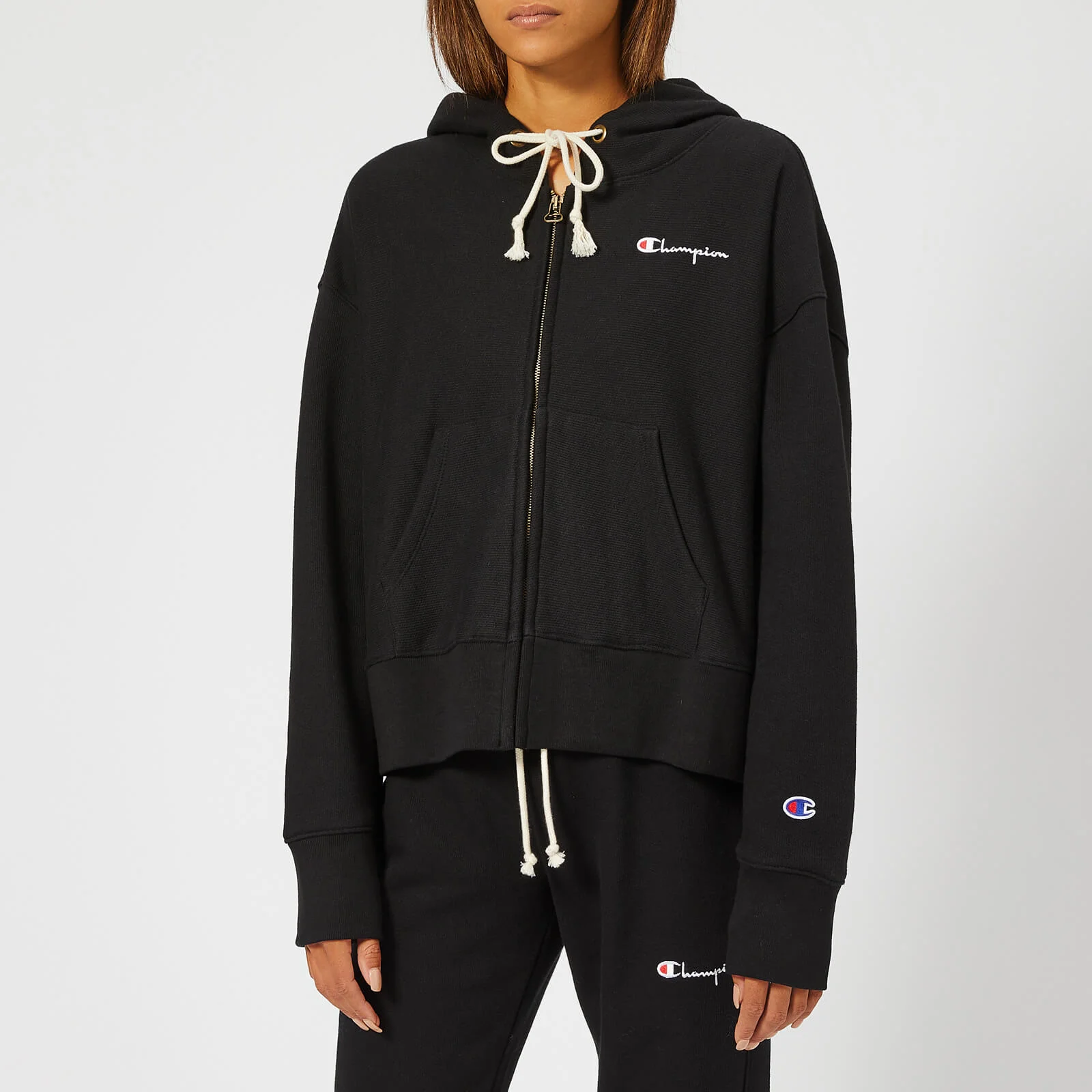 Champion Women's Maxi Hooded Full Zip Sweatshirt - Black Image 1
