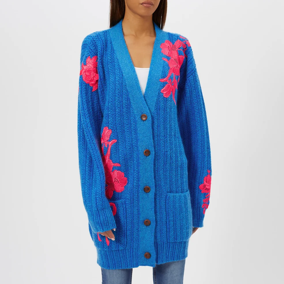 Christopher Kane Women's Flower Embroidery Cardigan - Neon Blue Image 1