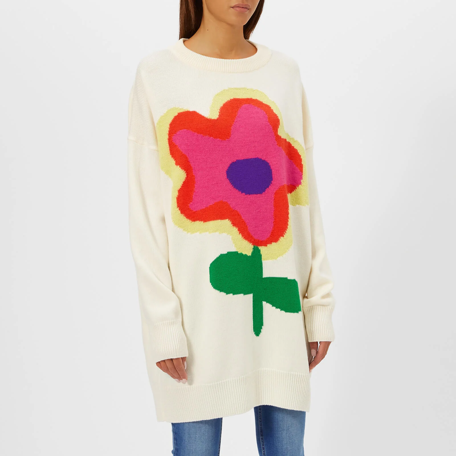 Christopher Kane Women's Jumbo Flower Intarsia Sweater - Cream Image 1