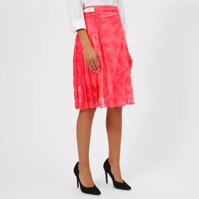 Christopher Kane Women's Neon Lace Kilt Skirt - Neon Pink