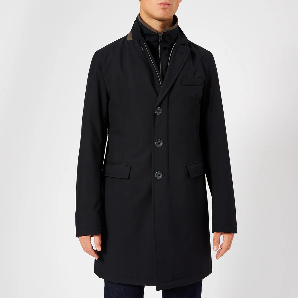 Herno Men's Classic Single Breasted Over Coat - Navy Image 1