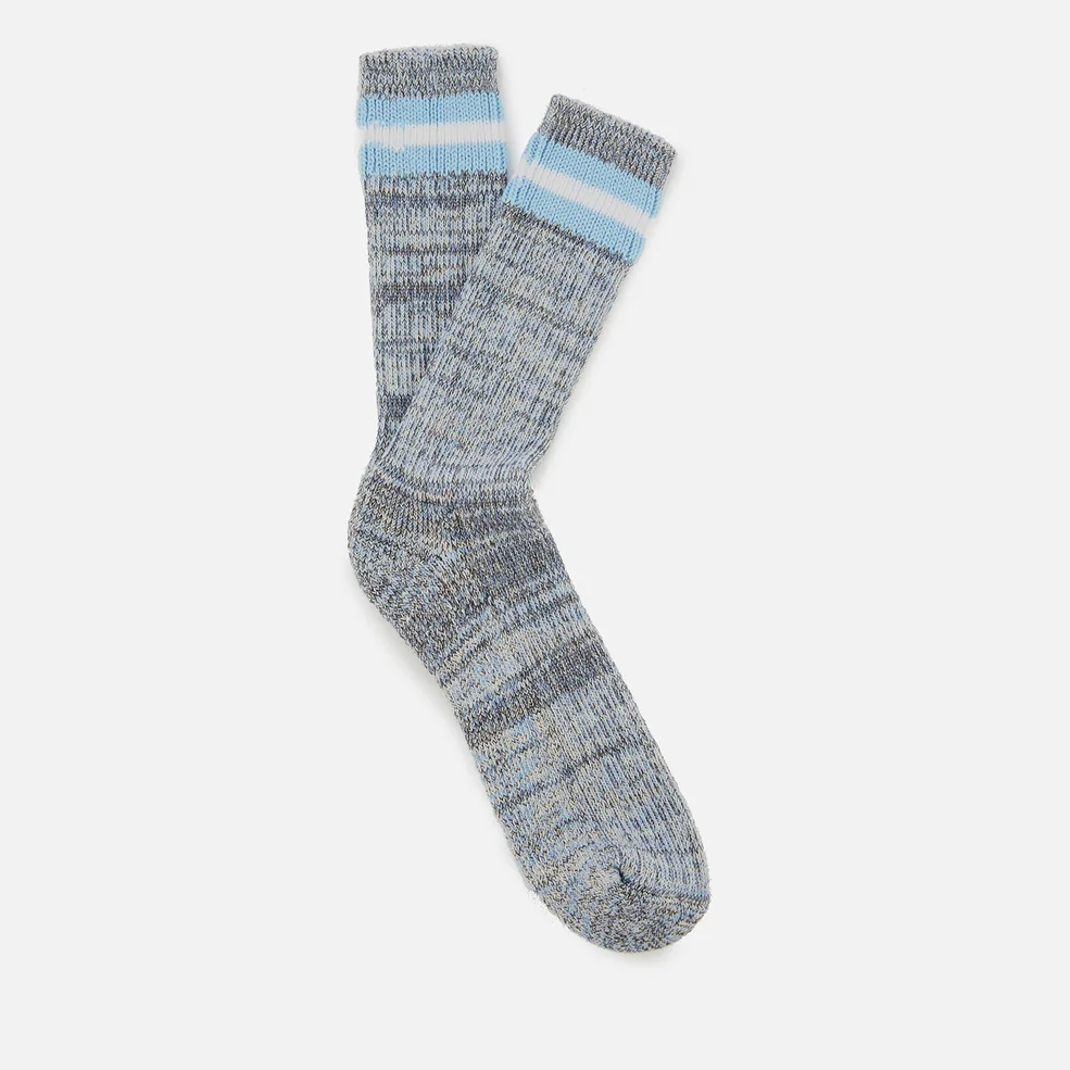 Universal Works Men's Everyday Stripe Socks - Cornish Blue Image 1