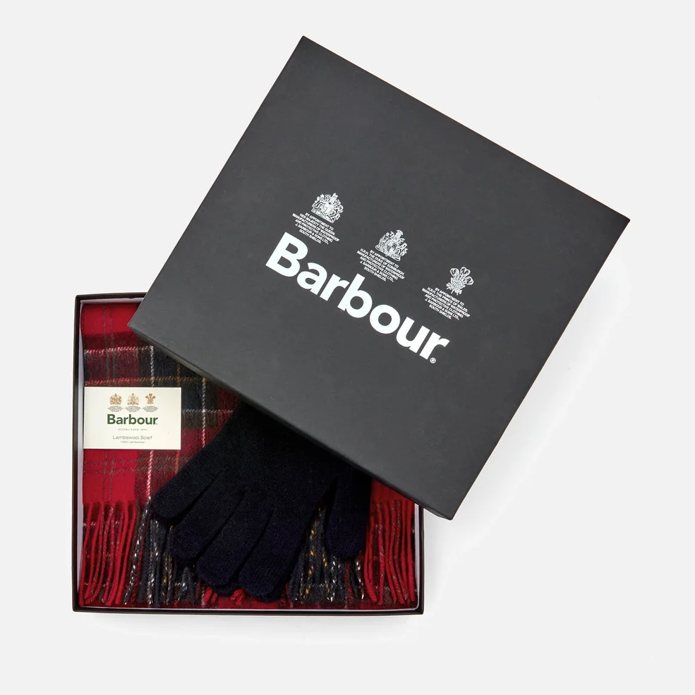 Barbour Men's Scarf And Glove Gift Set - Red Tartan Image 1