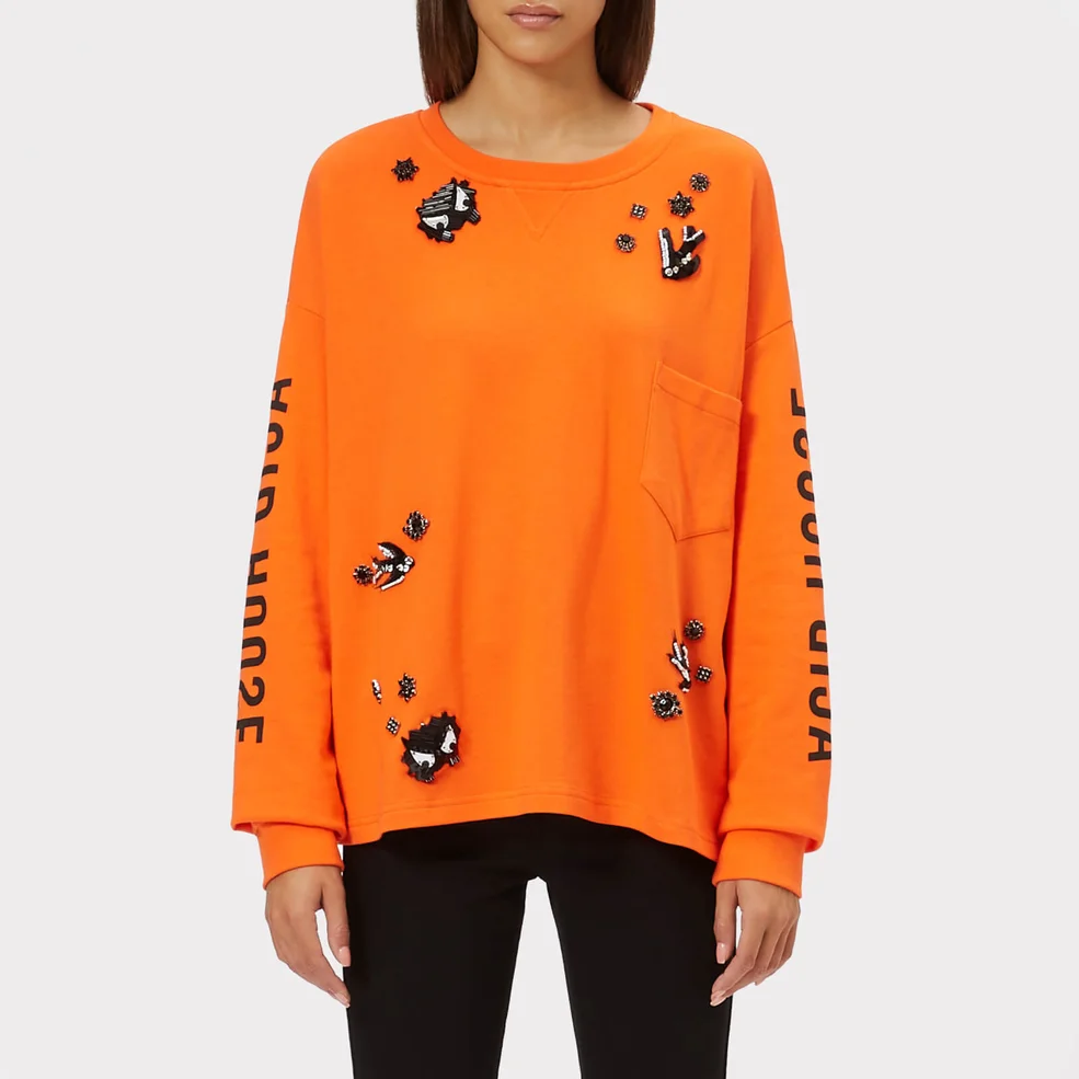 McQ Alexander McQueen Women's Tri Neck Short Sleeve T-Shirt - Acid Orange Image 1